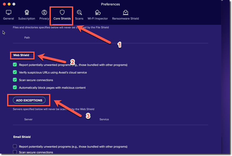 url blacklist avast