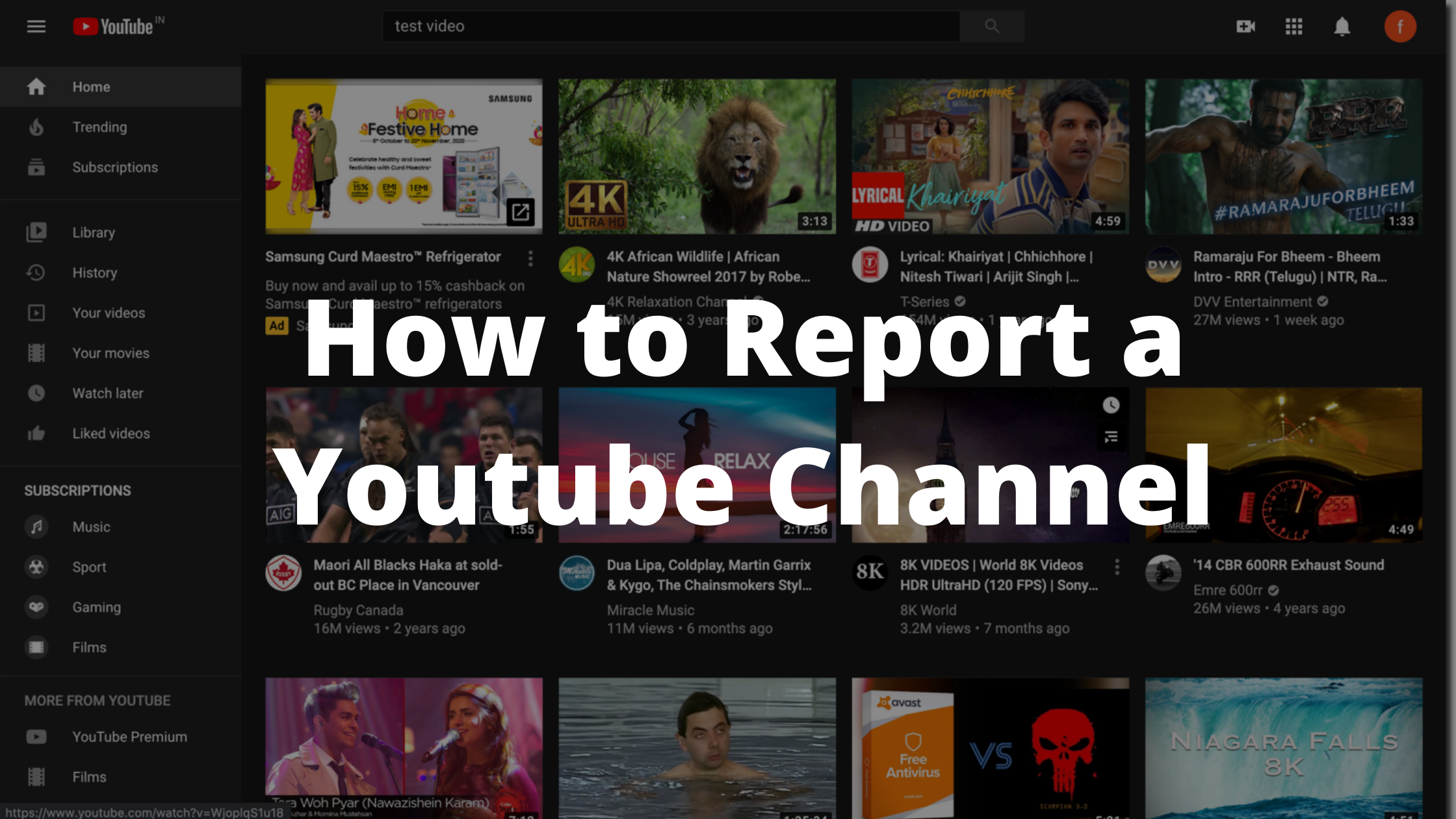 Reporting a Youtube Channel