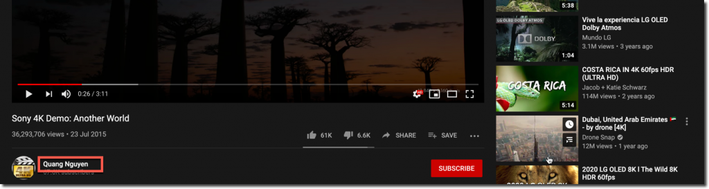 youtube video to channel button