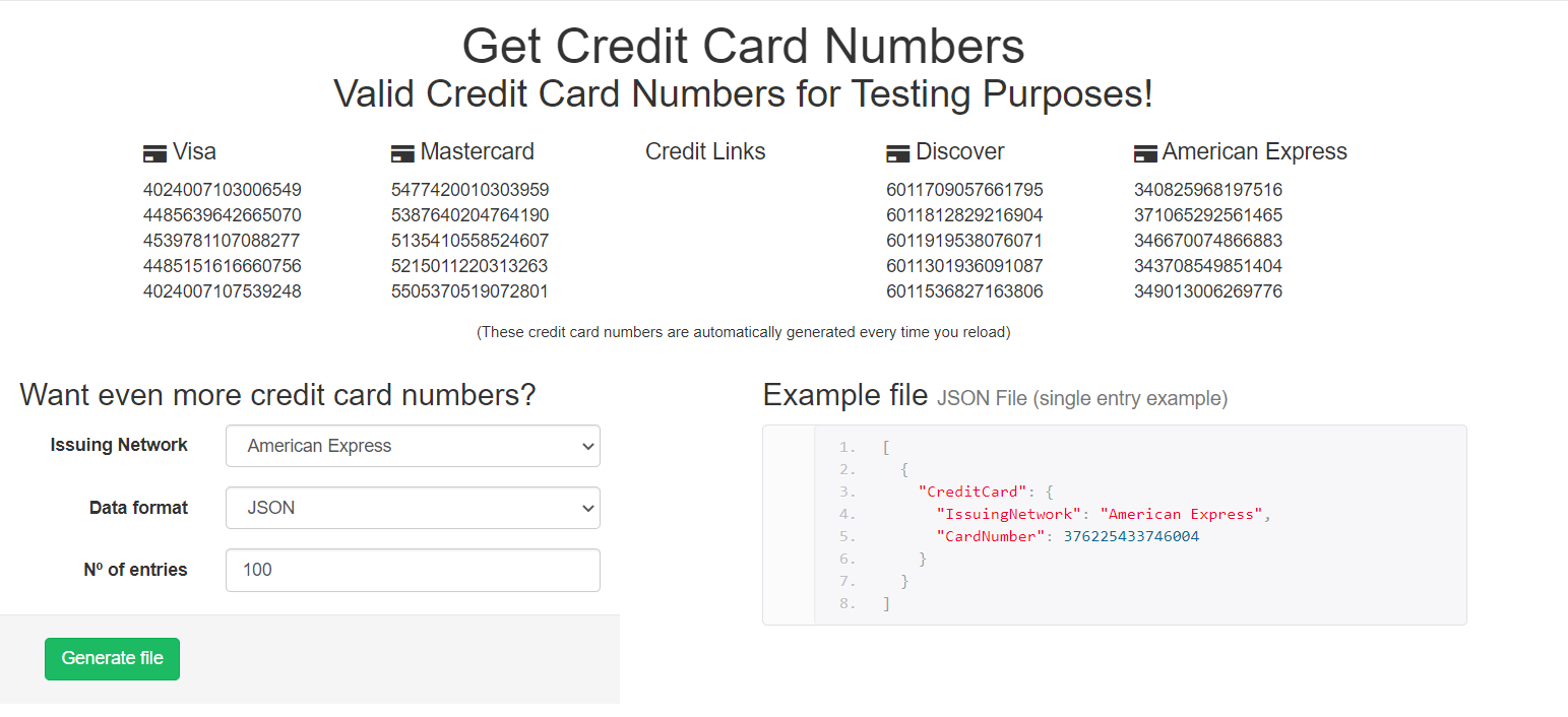 get credit card numbers