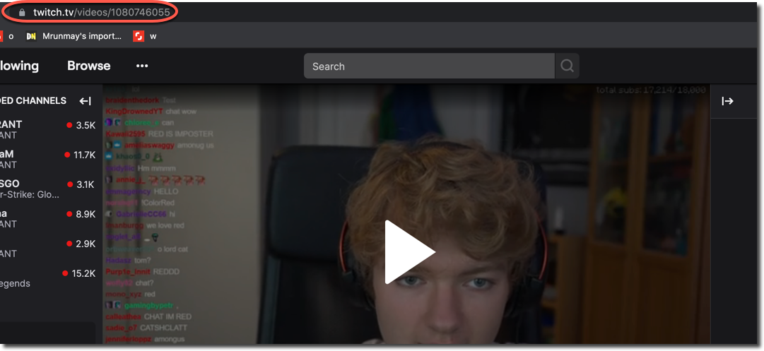 copy twitch video link