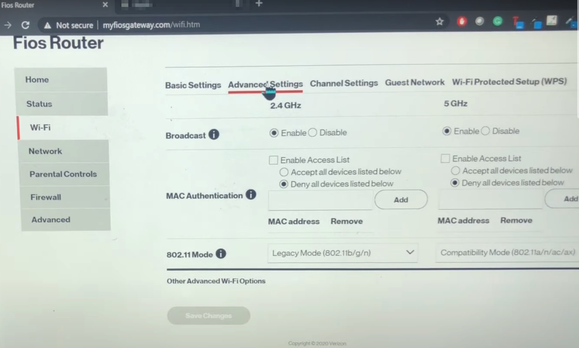 myfiosgateway settings